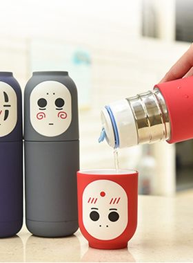 卡通无脸男不锈钢保温杯可爱千与千寻动漫女学生便携带盖水杯防漏