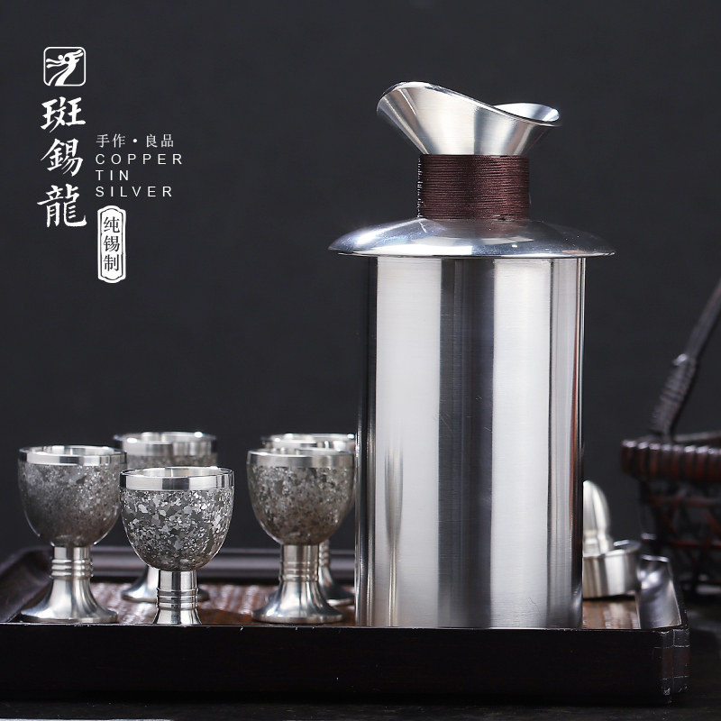 斑锡温酒壶99.9纯锡烫酒壶温黄酒白酒家用手工中式锡酒具热酒半斤