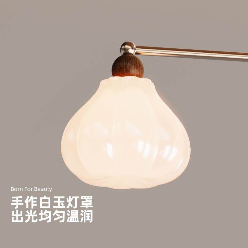 铭琢灯饰中古风3头餐厅吊灯复古高级感全光谱长条餐桌圆桌护眼灯