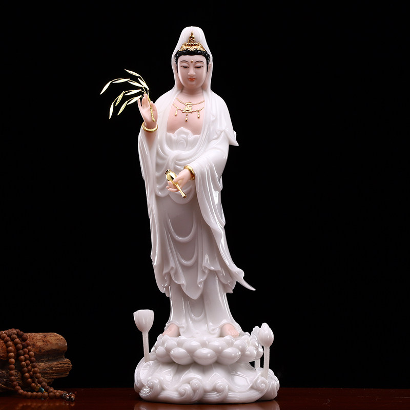 西方三圣佛像汉白玉客厅摆件石雕观音菩萨佛像供奉阿弥陀佛像站像
