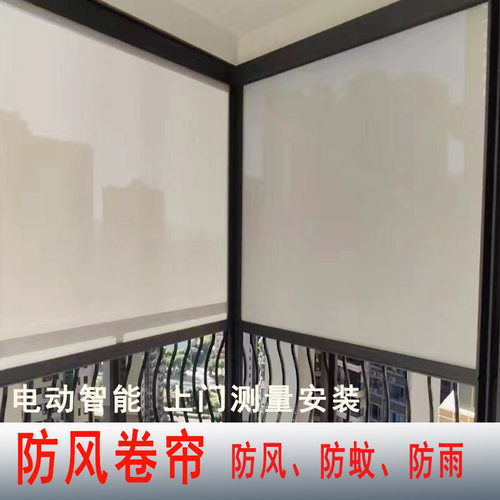 阳台防风卷帘蚊虫挡雨户外升降电动隔断窗帘庭院凉亭隔热遮阳防晒