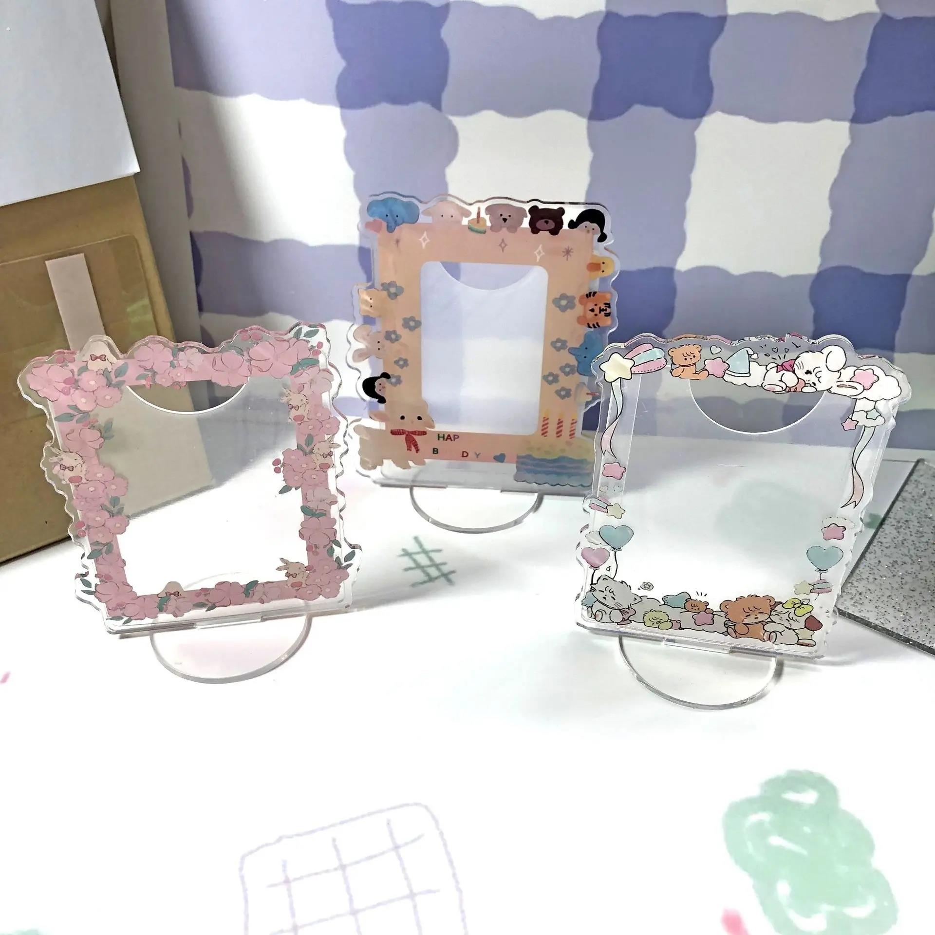 清甜夏日粉嫩甜筒插卡立牌3寸照片小卡展示框爱豆小卡桌面摆件