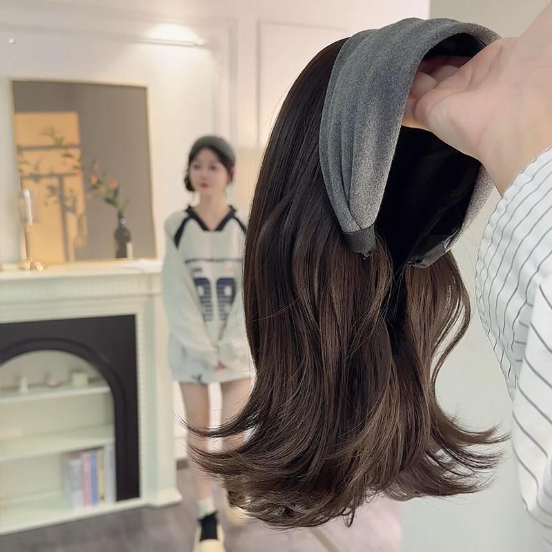 发箍假发一体真发韩式外翻短发头套女高颅顶日常自然氛围感显发量图片