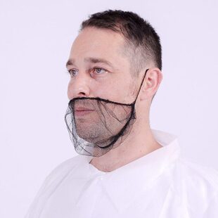 甄选一次性胡须套圆帽子尼龙网眼橡筋罩透气防尘防污黑/白色100片