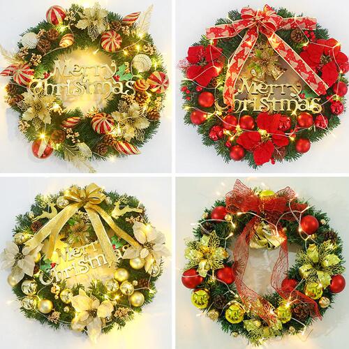 甄选圣诞节装饰品 大型40cm/60cm/80cm加密花环藤条门头挂件藤圈