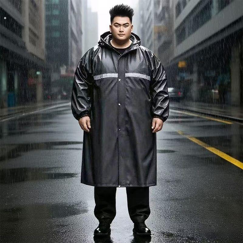 胖人雨衣加肥加大码防暴雨特大码耐磨防水中长风衣款式牛津面料