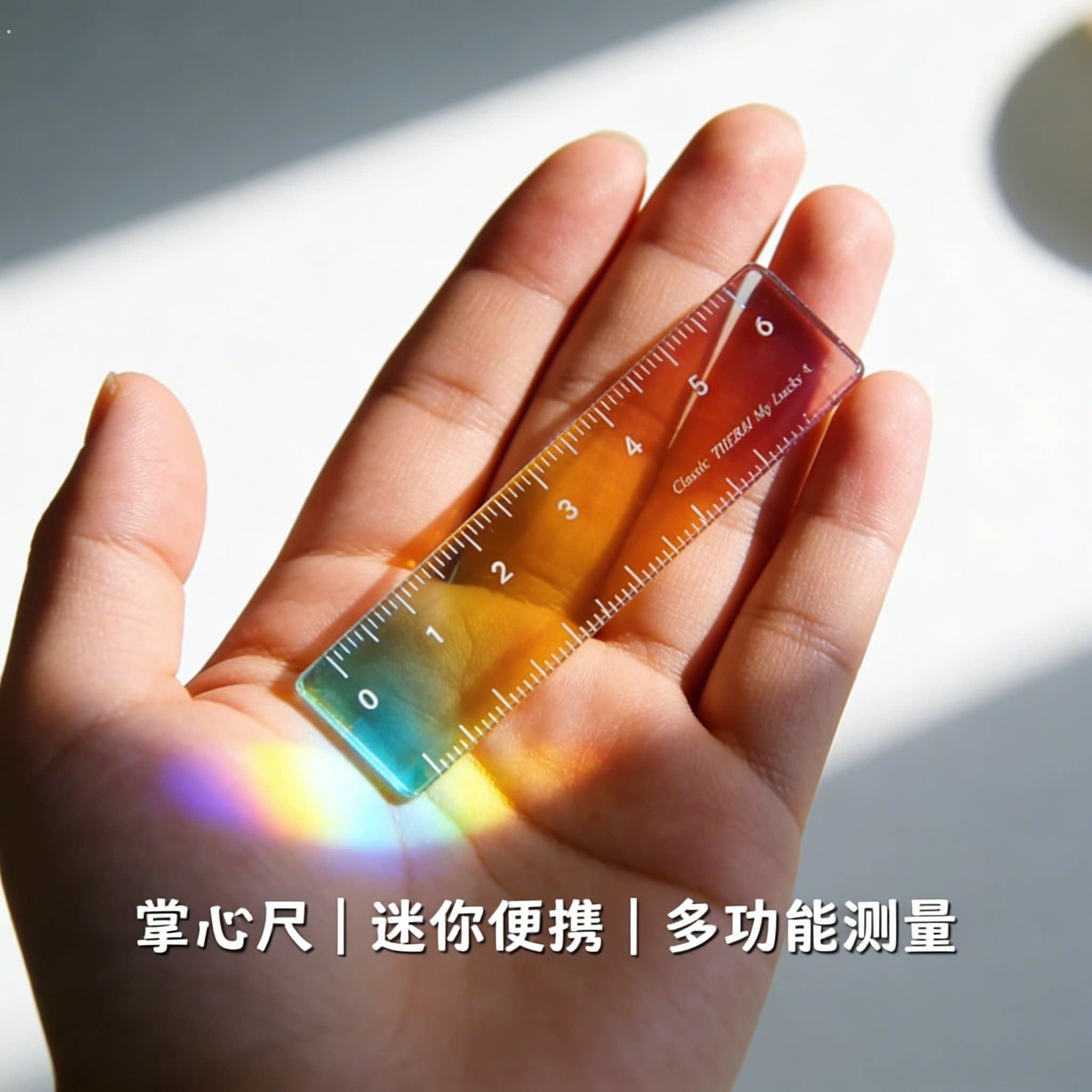 迷你掌心尺称心如意尺子可爱高颜值手帐口袋便携渐变色刻度尺子