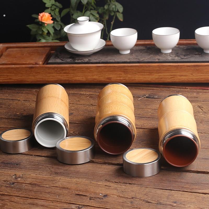 竹制保温杯保温壶紫砂水杯不锈钢便携户外旅行茶具陶瓷茶杯可定制