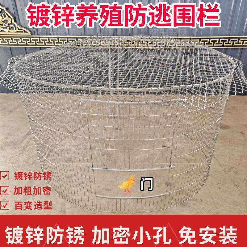 可移动鸡围栏鸡鸭鹅镀锌鸡鸽兔笼铁丝围栏宠物栅栏圆笼子圆形围鸡