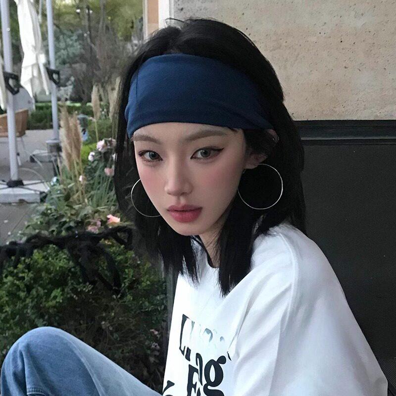 美式纯色运动宽发带女春夏2025新款日常外戴头巾吸汗头戴发箍头套