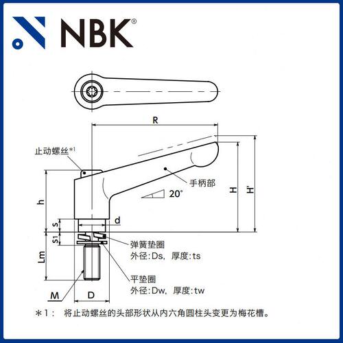 甄选NBK LDM-W 夹紧手柄弹簧垫圈装入把手可锁定调节旋转机械配件