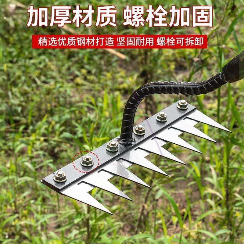 多功能除草耙子工具多用途除草神器可撤卸钉耙翻土锄头农用家用