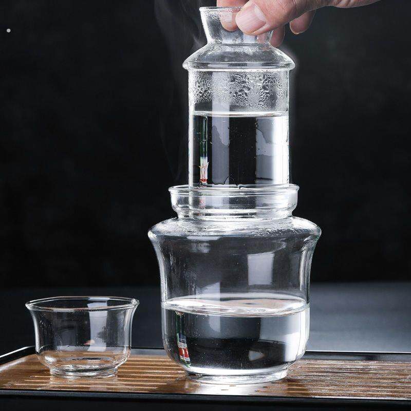 老式玻璃温酒器家用烫酒壶电热热酒壶温白酒黄酒三件套酒具电加热