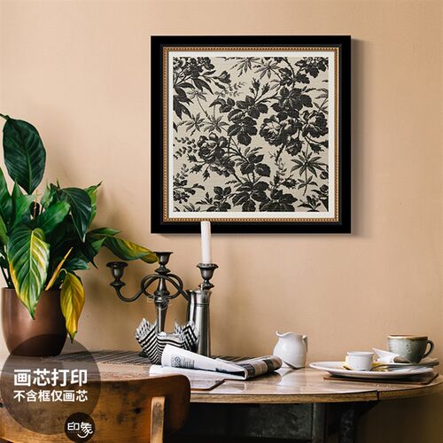 美式中古轻奢走廊花卉挂画心法式客厅餐厅卧室玄关背景墙装饰画芯