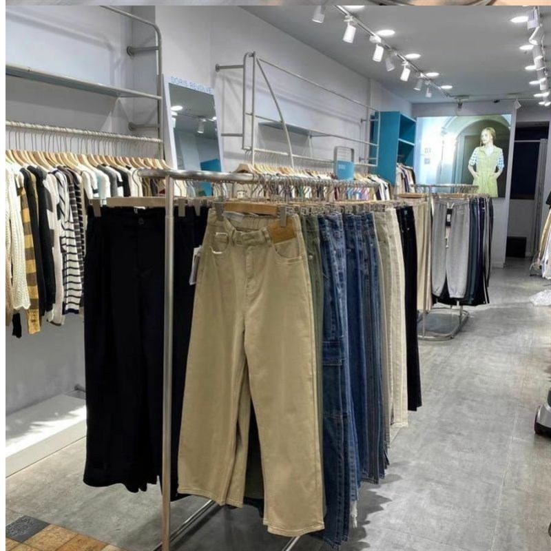 服装店椭圆形中岛架展示架不锈钢挂衣架简约女装童装架双排陈列架