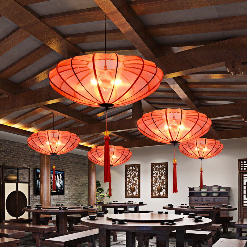 中式吊灯 仿古灯笼古典布艺灯具 中国风餐厅酒店茶楼装饰禅意灯饰