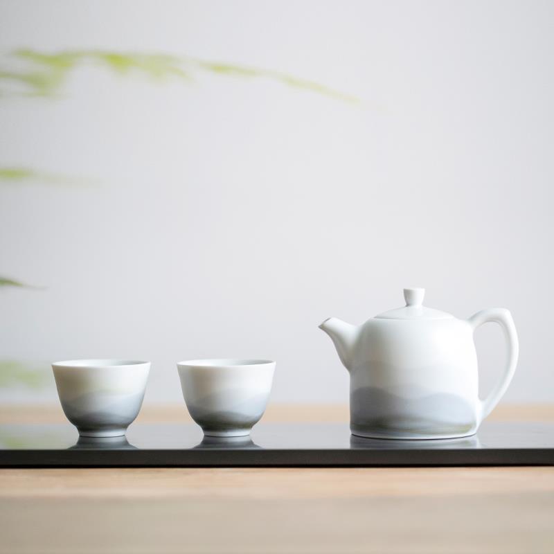 山水间远山茶壶景德镇釉下彩手绘高颜值陶瓷家用中式茶具礼品定制