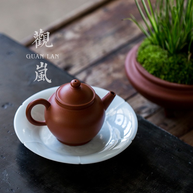 观岚湖田窑青瓷养壶承茶盘仿宋茶壶托盘手工家用功夫茶具茶承干泡