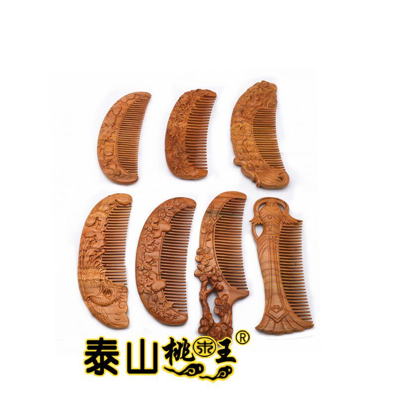 桃木雕花刻花梳子 按摩梳子