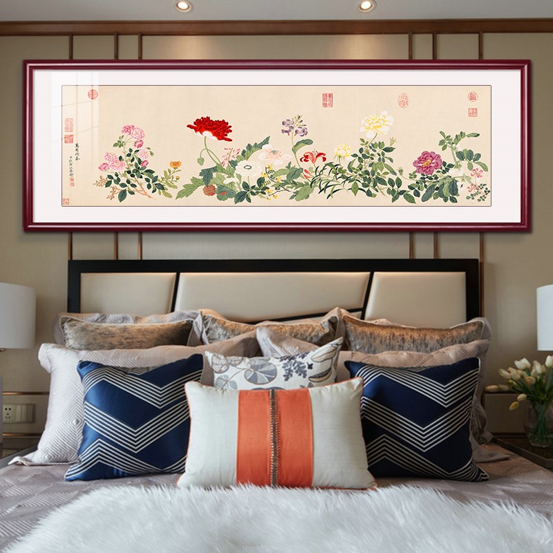 网红名画万有同春图中式客厅装饰画花鸟卧室床头酒店大厅文艺壁画