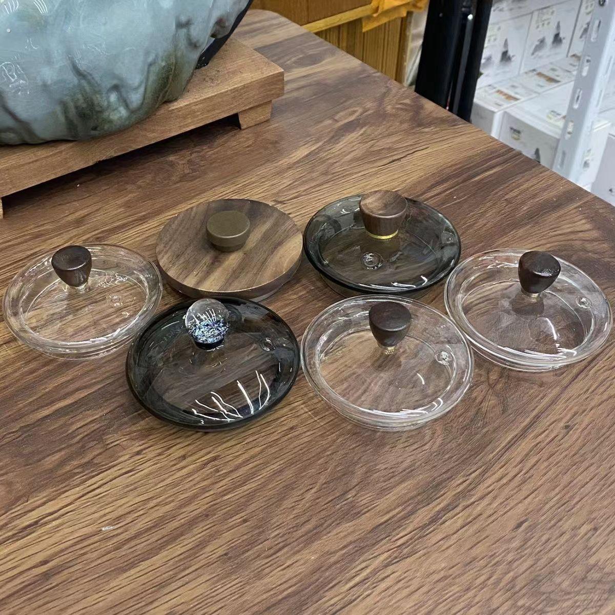 玻璃茶壶盖配件通用提梁壶盖茶漏过滤内胆蒸煮一体四代玻璃盖子