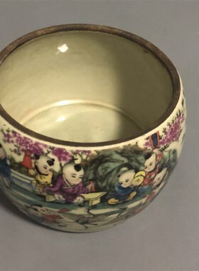 清同治粉彩群婴戏图蛐蛐罐景德镇仿古瓷器老货收藏家居装饰摆件