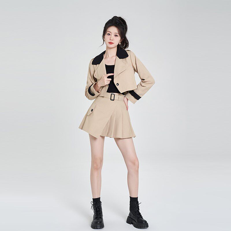 小个子卡其色英伦风短款风衣女秋冬2023年新款高级感显瘦休闲外套