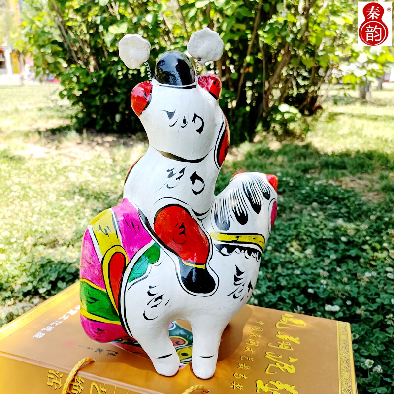 陕西特色纯手工艺品摆件凤翔泥塑彩绘马上封侯馈赠亲友推荐