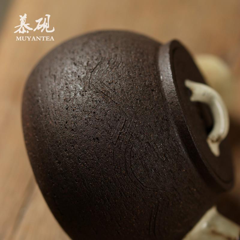 慕砚 日式手作急须壶 原矿粗陶侧把壶陶瓷小茶壶无釉原色复古单壶