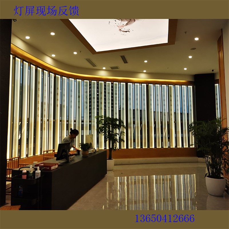 新款灯带滑轮双面半透明纱布画结实玻璃透纱片防水火铝合金框屏风