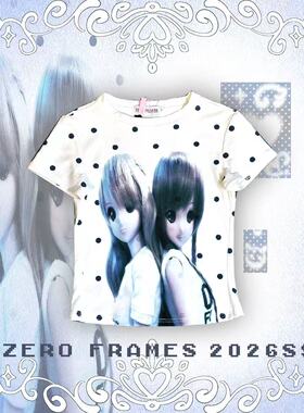 ZERO FRAMES波点少女印花套装上衣女清透舒适感夏日休闲T恤短裤
