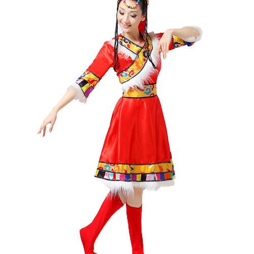 藏族舞蹈演出服装新款广场舞舞蹈表演服装女少数民族蒙古族套装裙