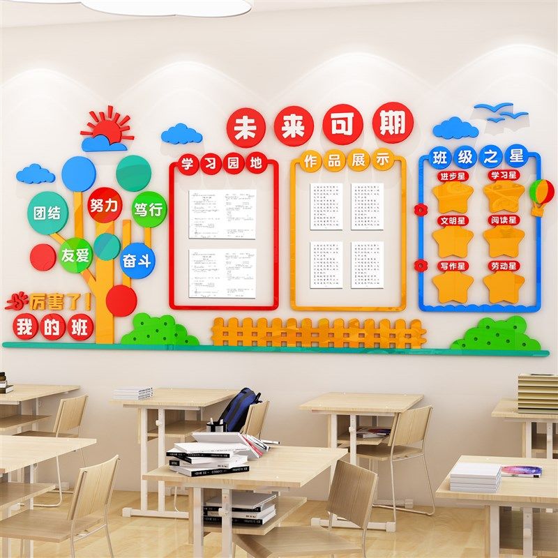 教室装饰文化墙纸布置高初中小学班级之星评比栏学习园地展示墙贴