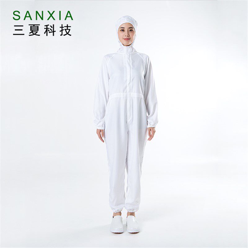 包邮定制食品厂生产加工车间工作服连体套装白色连帽男女通用工服