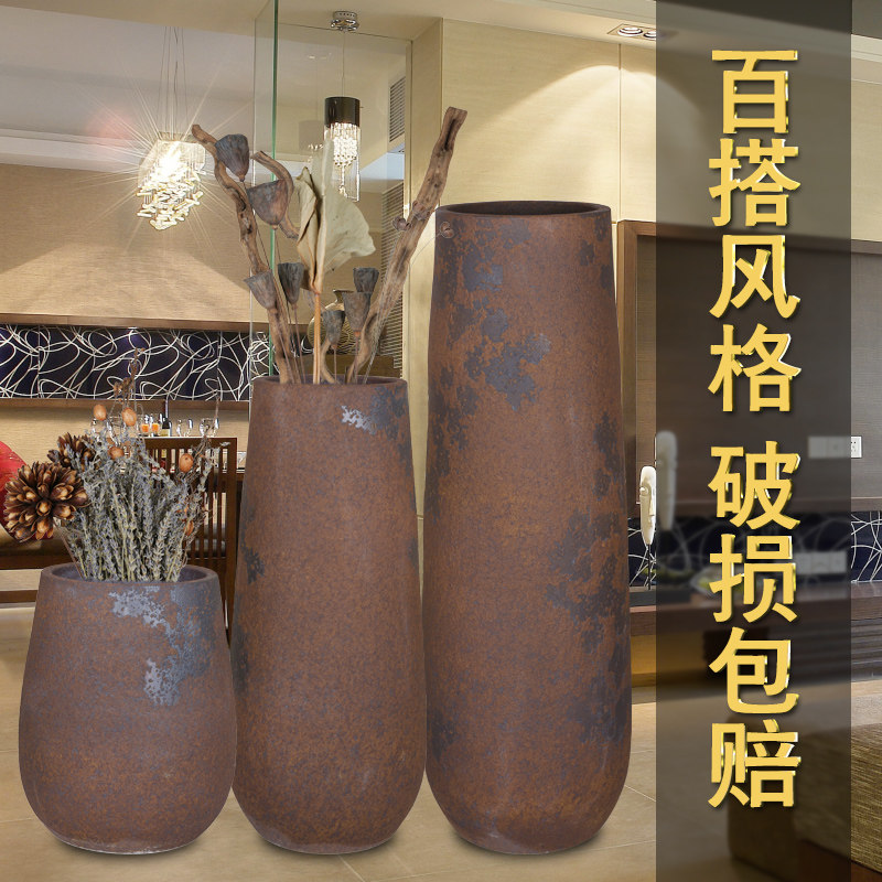 景德镇陶瓷复古陶罐玄关欧式插花干花落地大花瓶客厅家居装饰摆件
