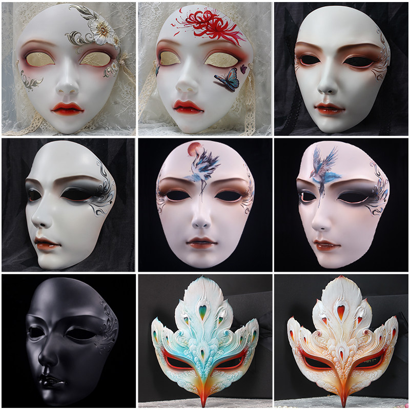 魂作物面具网红成人全脸古风汉服个性万圣节神秘假面化妆舞会装扮