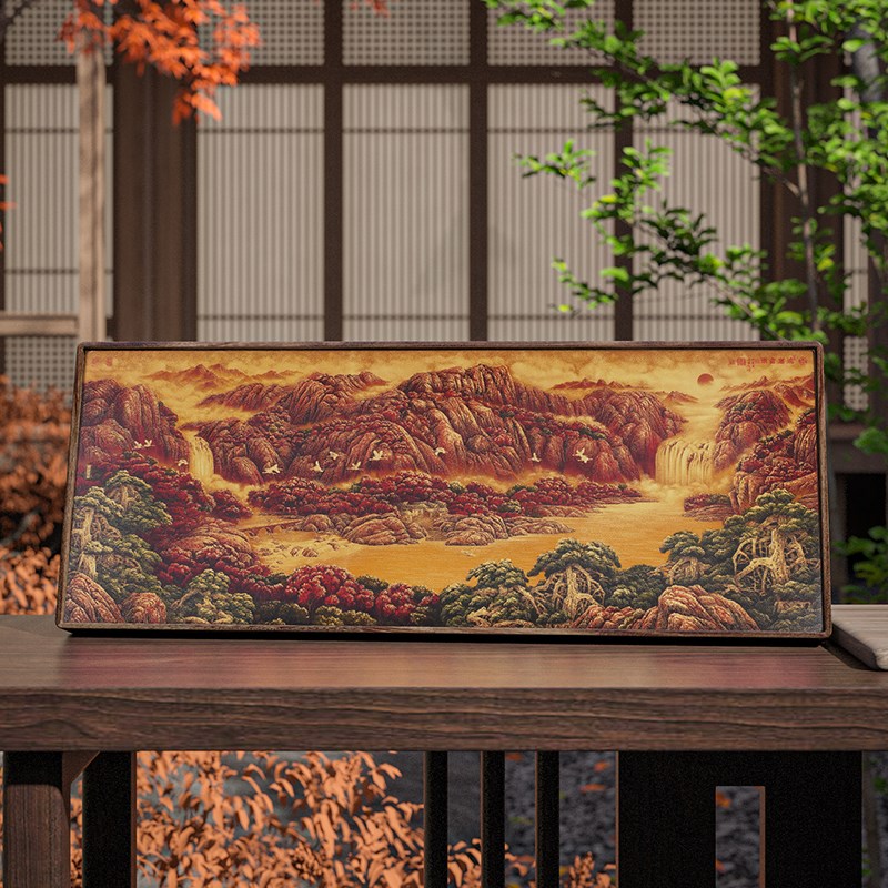 鸿运当头摆件客厅办公室高端大气装饰品画黄铜装饰画送礼长辈礼物
