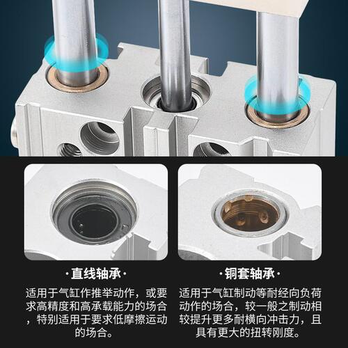 甄选行程可调带导杆三轴三杆气缸TCMJ12/16/20X25*30-40-50-75-10