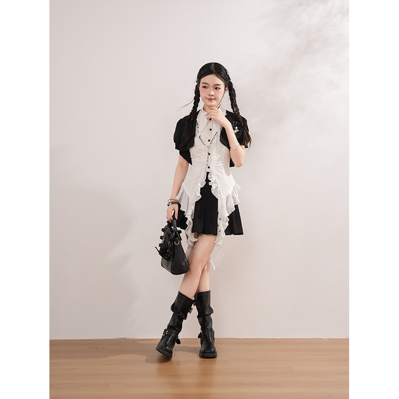 月夜熊 碎宝石lolita哥特萝莉暗黑系女仆装cos服二次元半裙套装夏