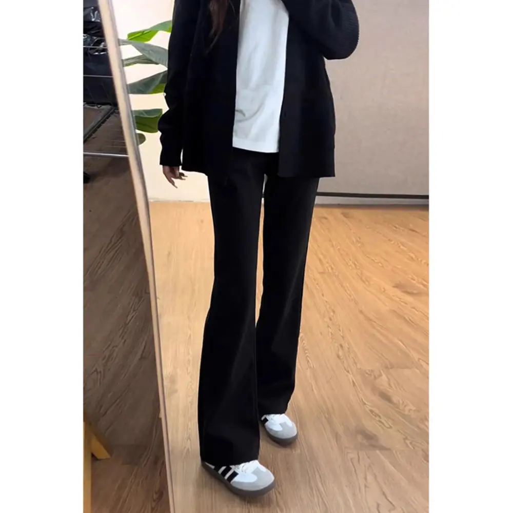 高个子美式微喇牛仔裤男款夏季直筒弹力裤子提档修身显瘦黑色长裤