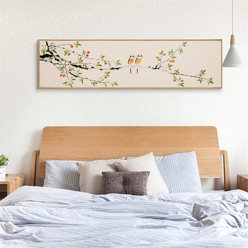 新中式客厅装饰画 花鸟水墨风格卧室床头背景画 可定制尺寸