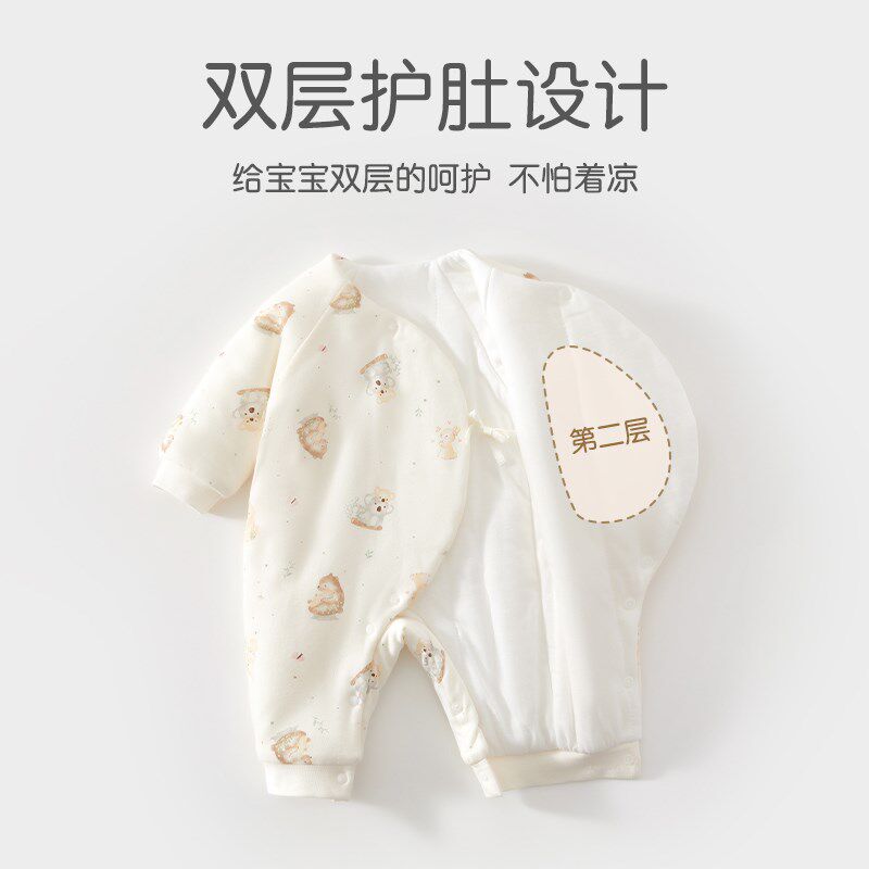 新生儿婴儿衣服秋冬新款加厚保暖连体衣初生宝宝冬装夹棉a类棉衣3
