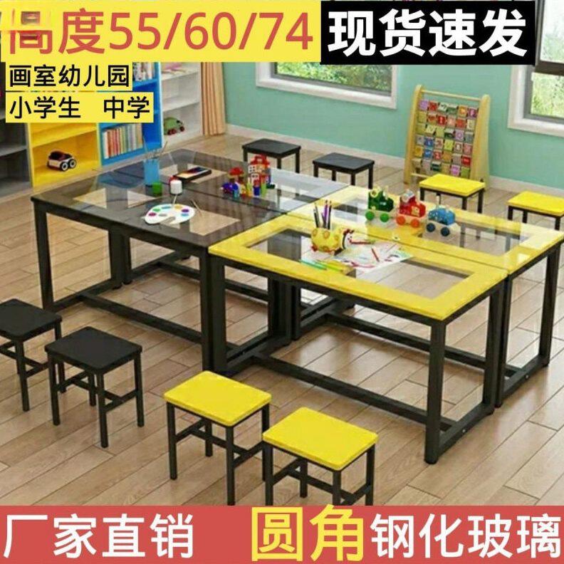 甄选绘画桌儿童画画桌幼儿美术桌课桌椅手工桌中小学生课桌画室地