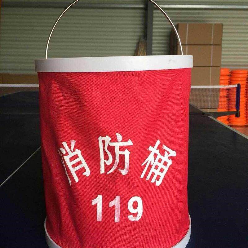 厂家现发消防帆布桶 便携折叠帆布桶不锈钢烤漆消防沙桶半圆水桶