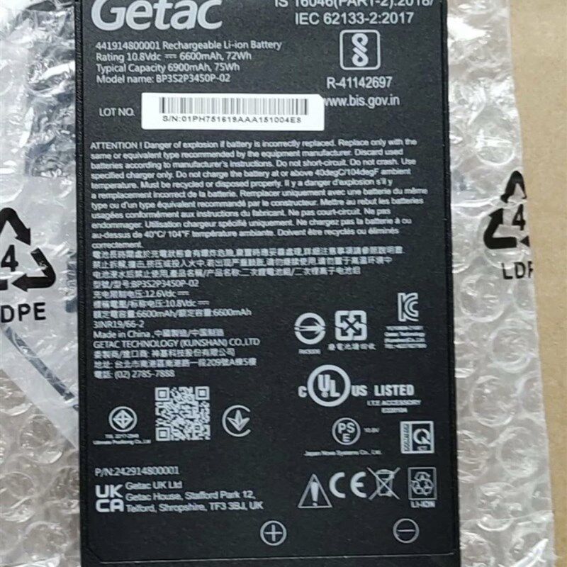 适用GETAC 神基S410G4原装电池BP3S2P3450P-02笔记本电池