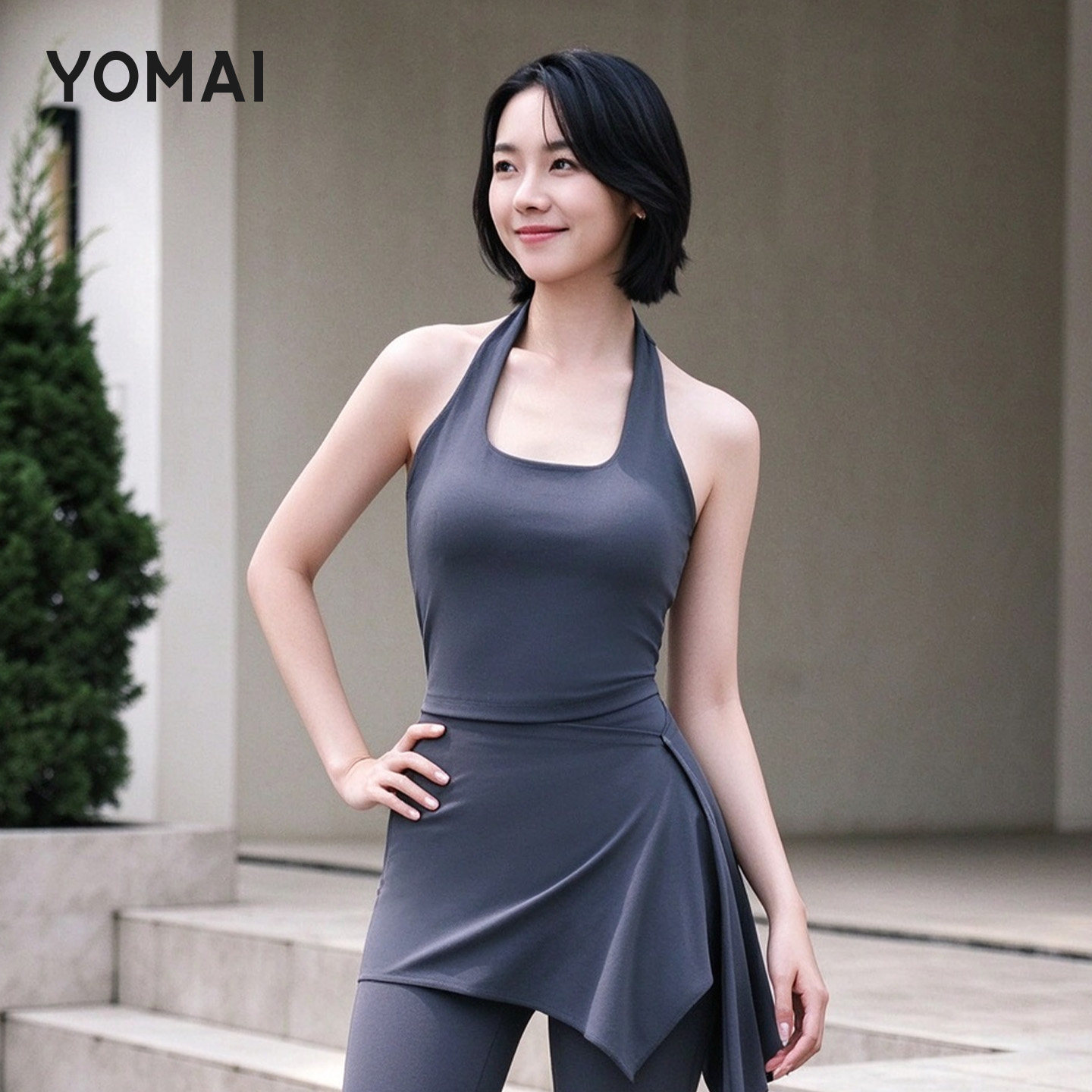 YOMAI带胸垫运动健身背心女士外穿内衣瑜伽背心挂脖吊带文胸一体