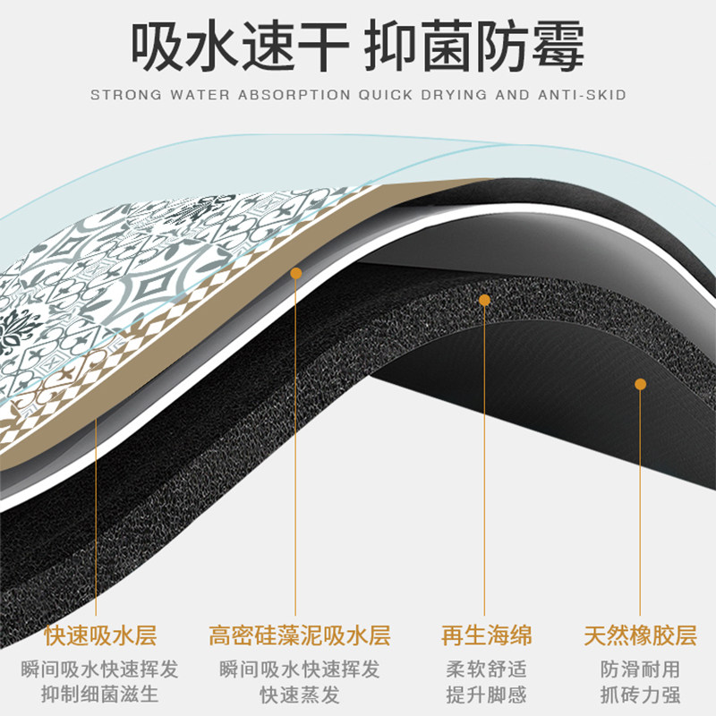 厨房地垫地毯家用硅藻泥吸水垫防滑防水防油免洗可擦耐脏进门脚垫