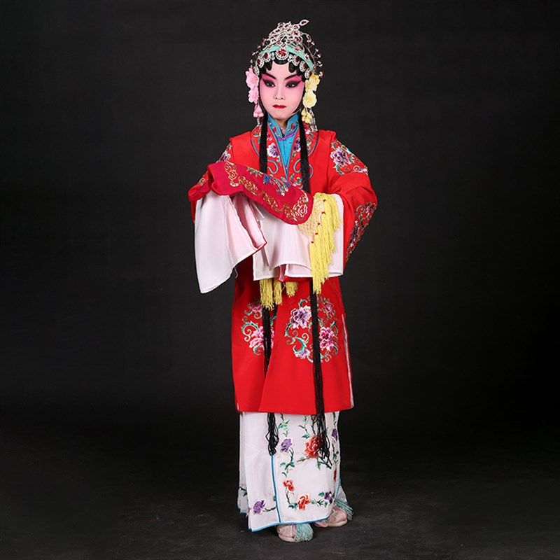 儿童女团花披 京剧戏曲花旦舞蹈演出服装青衣锁麟囊薛湘灵戏服