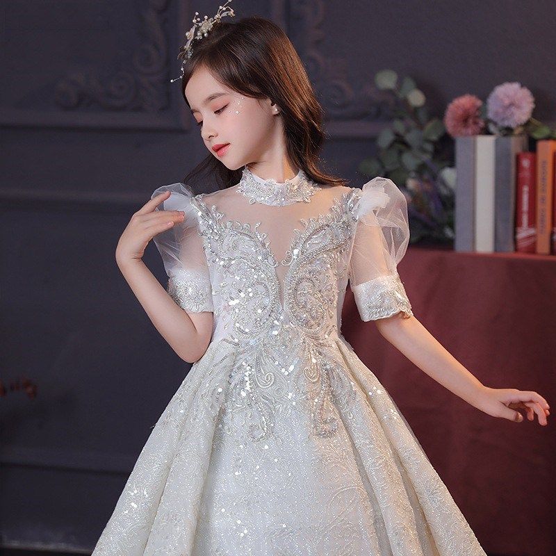 轻奢儿童公主裙女童高端礼服生日宴花童婚纱婚礼钢琴演奏比赛演出
