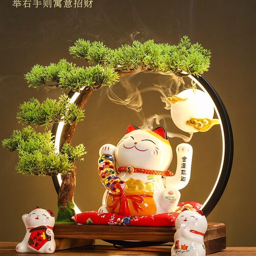 招财猫新款2023开业摆件电动自动摇手店铺收银台店铺客厅吧台摆件